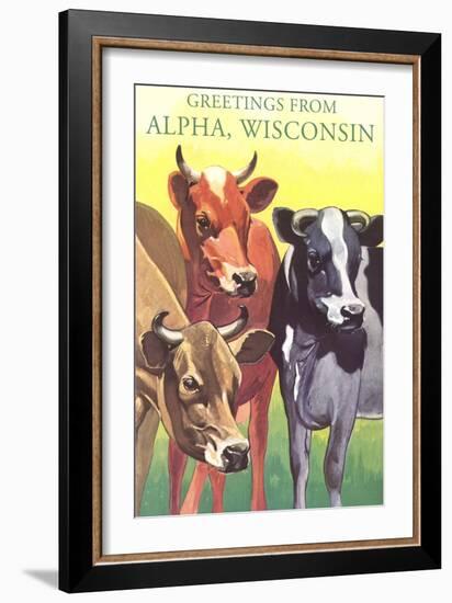 Cows, Greetings from Alpha-null-Framed Art Print