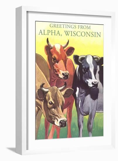 Cows, Greetings from Alpha-null-Framed Art Print