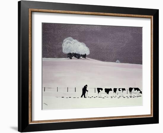 Cows in a Snowstorm-Maggie Rowe-Framed Premium Giclee Print