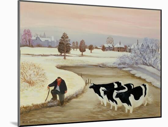 Cows in a Winter River-Margaret Loxton-Mounted Giclee Print