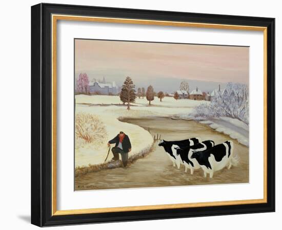 Cows in a Winter River-Margaret Loxton-Framed Giclee Print