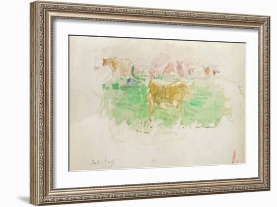 Cows in Normandy, 1880 (W/C on Paper)-Berthe Morisot-Framed Giclee Print