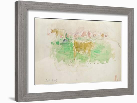 Cows in Normandy, 1880 (W/C on Paper)-Berthe Morisot-Framed Giclee Print