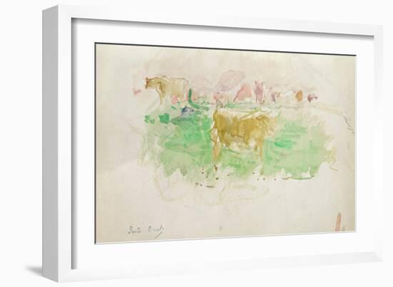 Cows in Normandy, 1880 (W/C on Paper)-Berthe Morisot-Framed Giclee Print