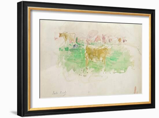 Cows in Normandy, 1880 (W/C on Paper)-Berthe Morisot-Framed Giclee Print