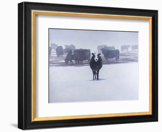 Cows in the Snow-Todd Telander-Framed Art Print