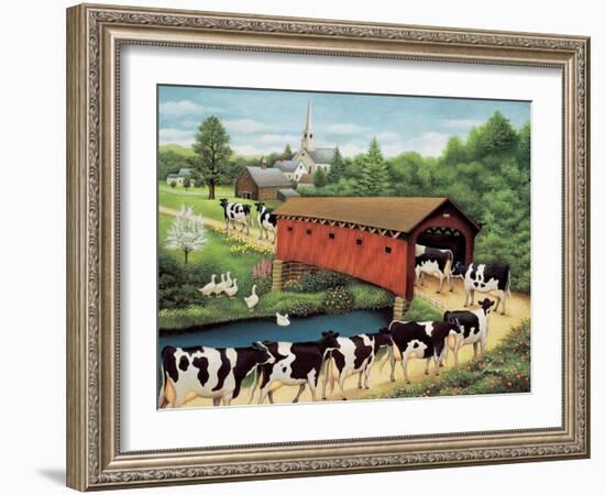 Cows in West Arlington-Lowell Herrero-Framed Art Print