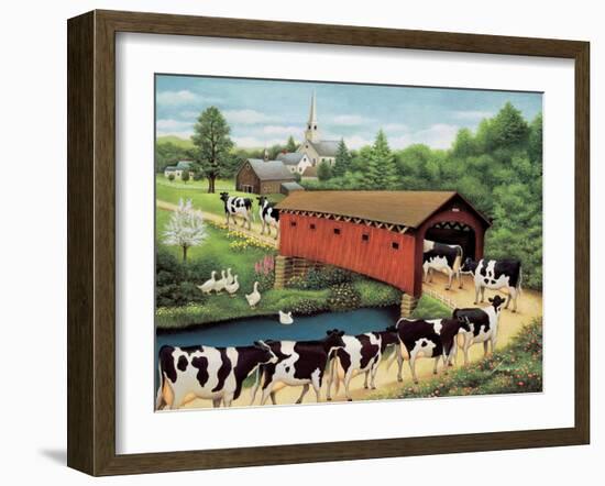 Cows in West Arlington-Lowell Herrero-Framed Art Print