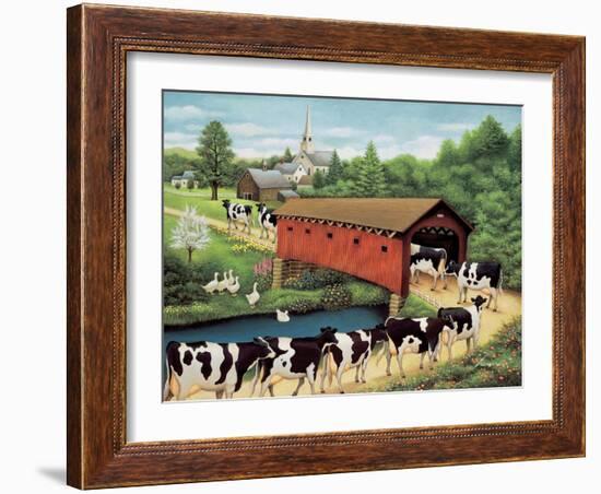 Cows in West Arlington-Lowell Herrero-Framed Art Print