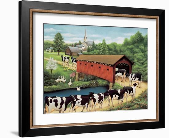 Cows in West Arlington-Lowell Herrero-Framed Art Print