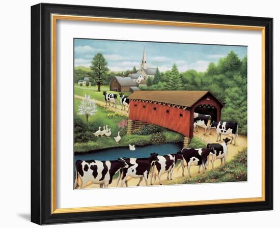 Cows in West Arlington-Lowell Herrero-Framed Art Print