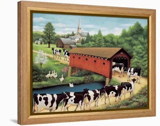 Cows in West Arlington-Lowell Herrero-Framed Stretched Canvas