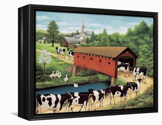Cows in West Arlington-Lowell Herrero-Framed Stretched Canvas