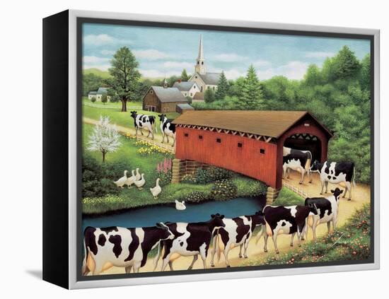 Cows in West Arlington-Lowell Herrero-Framed Stretched Canvas