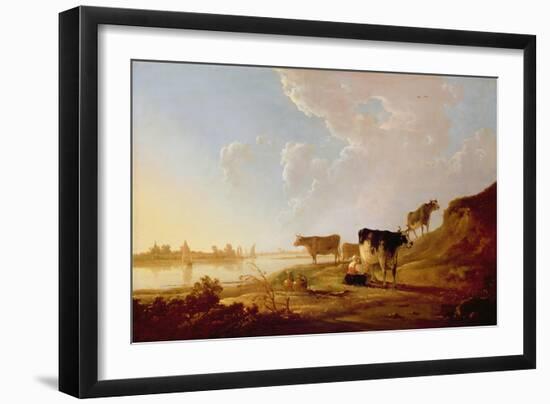 Cows Near a River-Aelbert Cuyp-Framed Giclee Print