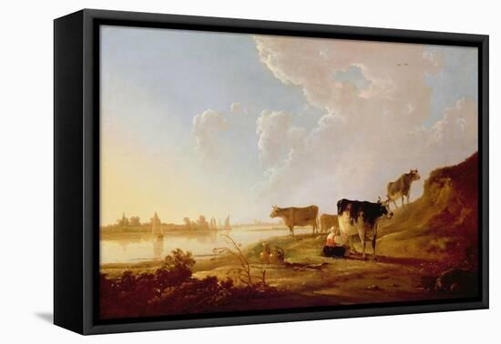 Cows Near a River-Aelbert Cuyp-Framed Premier Image Canvas