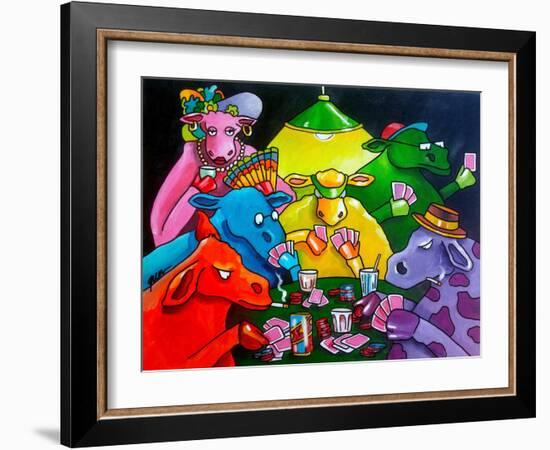 Cows Poker-Howie Green-Framed Giclee Print