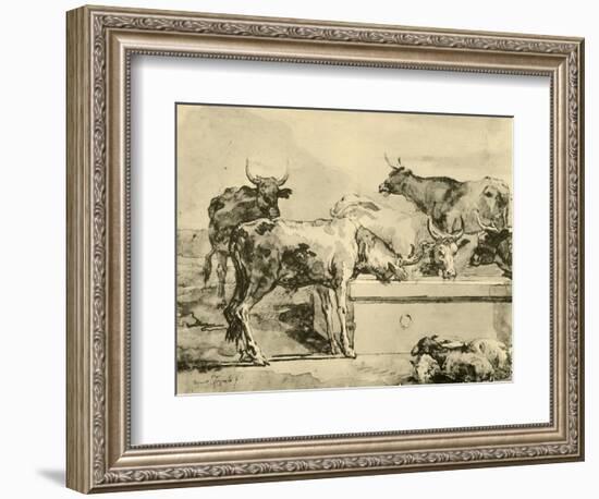 'Cows watering', mid-late 18th century, (1928)-Giovanni Domenico Tiepolo-Framed Giclee Print