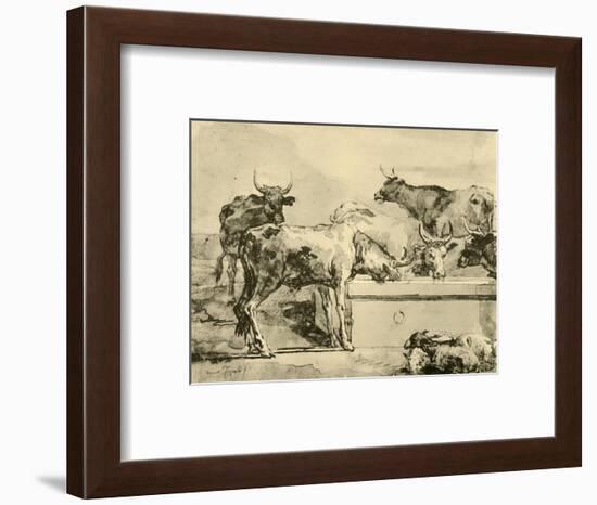 'Cows watering', mid-late 18th century, (1928)-Giovanni Domenico Tiepolo-Framed Giclee Print