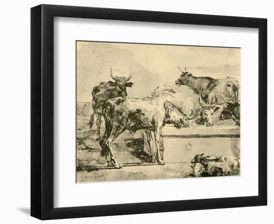 'Cows watering', mid-late 18th century, (1928)-Giovanni Domenico Tiepolo-Framed Giclee Print