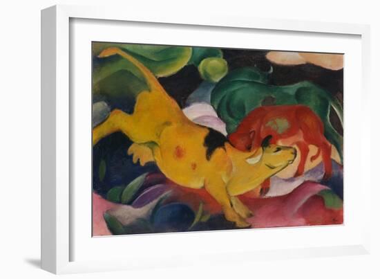 Cows Yellow, Red and Green, 1912-Franz Marc-Framed Giclee Print