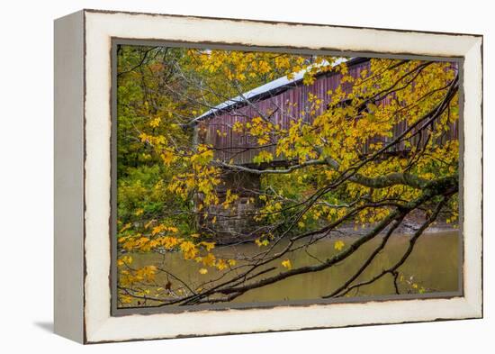 Cox Ford Covered Bridge over Sugar Creek in Parke County, Indiana-Chuck Haney-Framed Premier Image Canvas