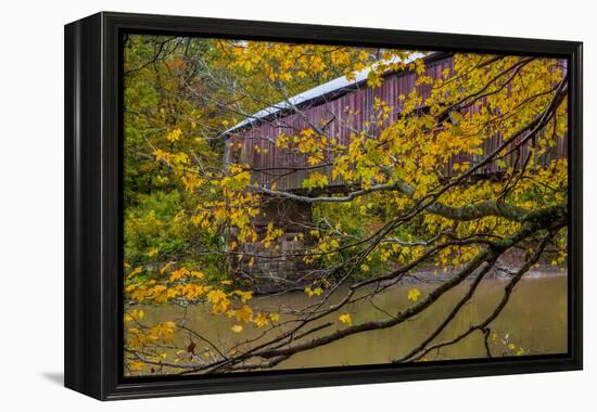 Cox Ford Covered Bridge over Sugar Creek in Parke County, Indiana-Chuck Haney-Framed Premier Image Canvas