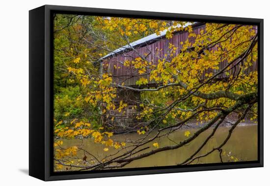 Cox Ford Covered Bridge over Sugar Creek in Parke County, Indiana-Chuck Haney-Framed Premier Image Canvas