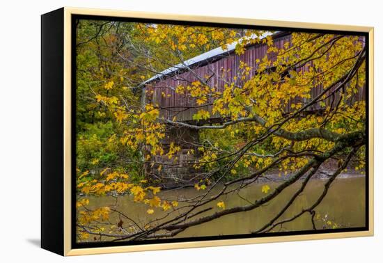 Cox Ford Covered Bridge over Sugar Creek in Parke County, Indiana-Chuck Haney-Framed Premier Image Canvas