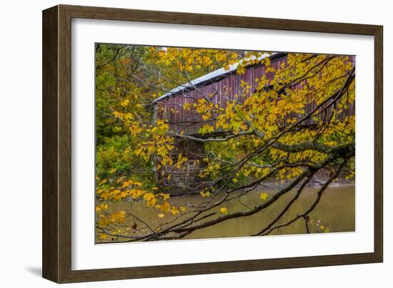 Cox Ford Covered Bridge over Sugar Creek in Parke County, Indiana-Chuck Haney-Framed Photographic Print