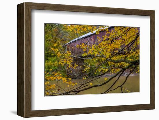 Cox Ford Covered Bridge over Sugar Creek in Parke County, Indiana-Chuck Haney-Framed Photographic Print