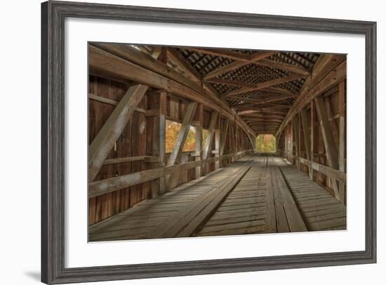 Cox Ford Covered Bridge over Sugar Creek,, Parke County, Indiana-Chuck Haney-Framed Photographic Print