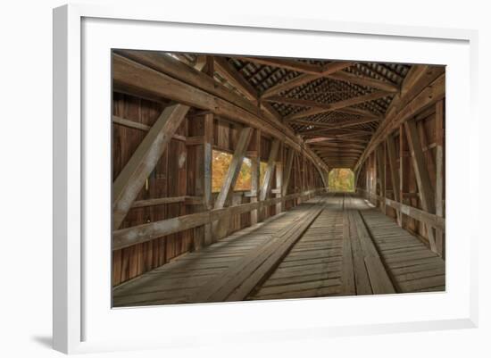 Cox Ford Covered Bridge over Sugar Creek,, Parke County, Indiana-Chuck Haney-Framed Photographic Print