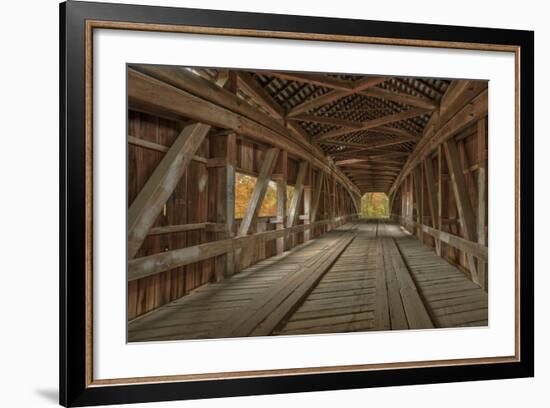 Cox Ford Covered Bridge over Sugar Creek,, Parke County, Indiana-Chuck Haney-Framed Photographic Print