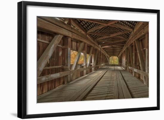 Cox Ford Covered Bridge over Sugar Creek,, Parke County, Indiana-Chuck Haney-Framed Photographic Print