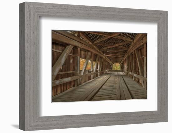 Cox Ford Covered Bridge over Sugar Creek,, Parke County, Indiana-Chuck Haney-Framed Photographic Print