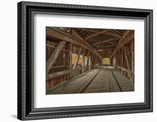 Cox Ford Covered Bridge over Sugar Creek,, Parke County, Indiana-Chuck Haney-Framed Photographic Print