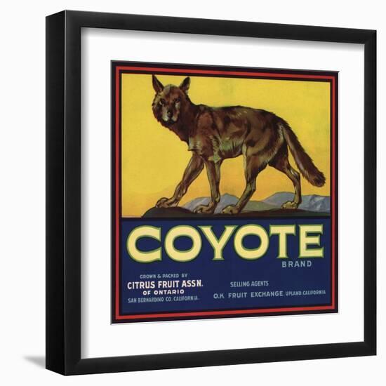 Coyote Brand - Upland, California - Citrus Crate Label-Lantern Press-Framed Art Print