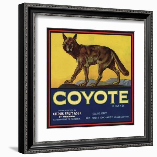 Coyote Brand - Upland, California - Citrus Crate Label-Lantern Press-Framed Art Print