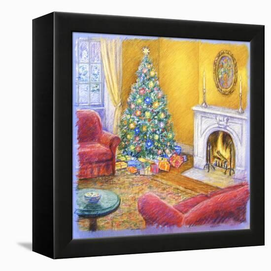 Cozy Christmas Fire-Edgar Jerins-Framed Premier Image Canvas