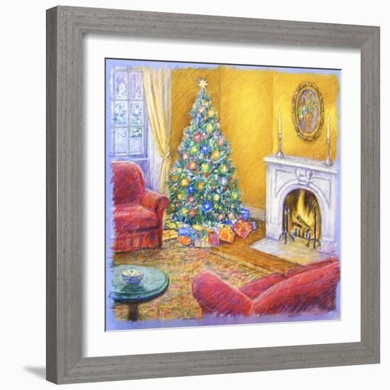 Cozy Christmas Fire-Edgar Jerins-Framed Giclee Print