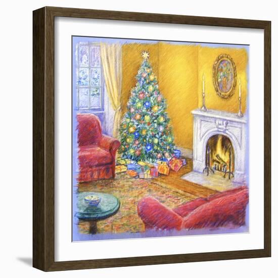 Cozy Christmas Fire-Edgar Jerins-Framed Giclee Print