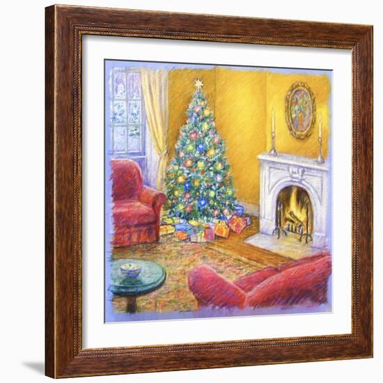 Cozy Christmas Fire-Edgar Jerins-Framed Giclee Print