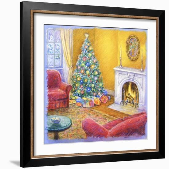 Cozy Christmas Fire-Edgar Jerins-Framed Giclee Print