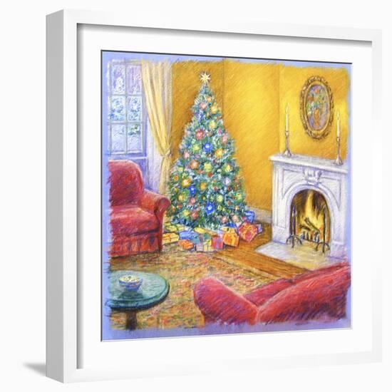 Cozy Christmas Fire-Edgar Jerins-Framed Giclee Print