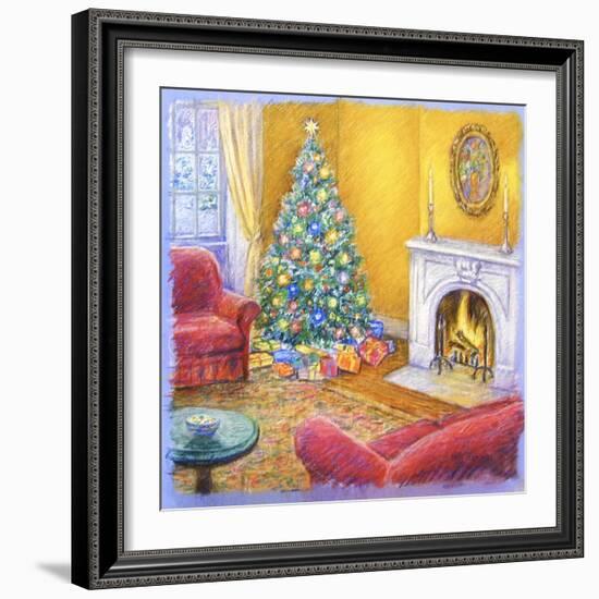 Cozy Christmas Fire-Edgar Jerins-Framed Giclee Print