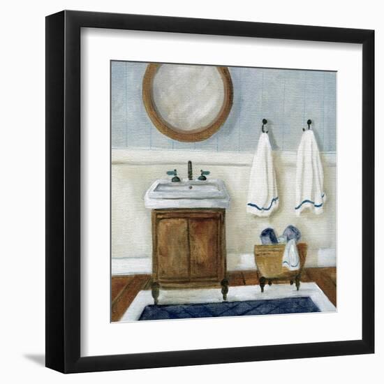 Cozy Navy Bath I-Carol Robinson-Framed Art Print