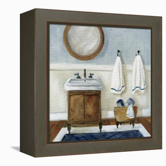 Cozy Navy Bath I-Carol Robinson-Framed Stretched Canvas