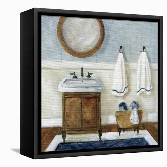 Cozy Navy Bath I-Carol Robinson-Framed Stretched Canvas