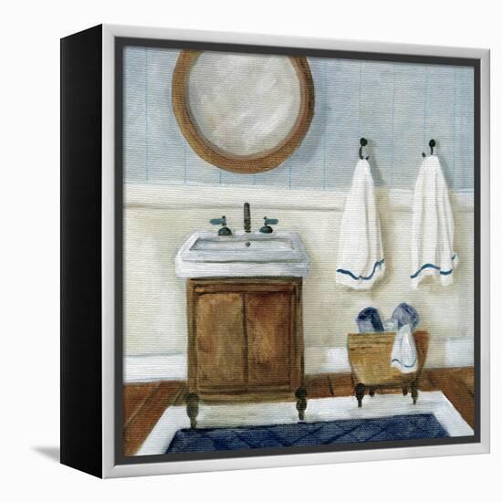 Cozy Navy Bath I-Carol Robinson-Framed Stretched Canvas